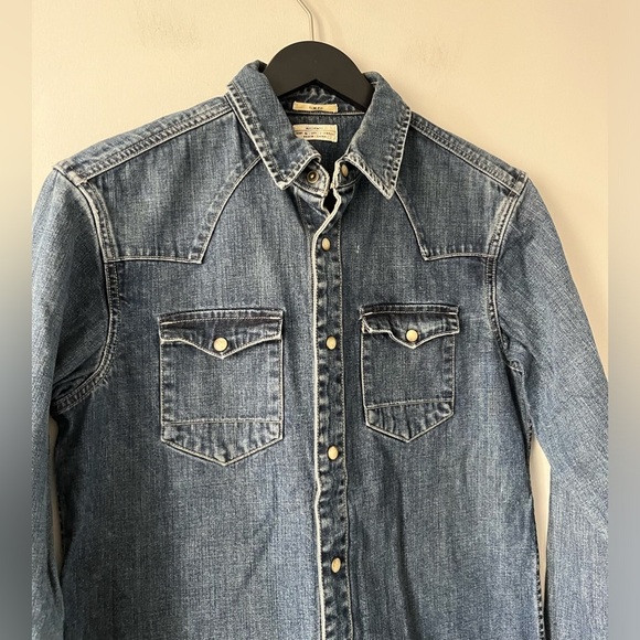All-Saints Duncan LS Shirt Western Denim Button-Up Shirt Slim Fit XS - Picture 2 of 10